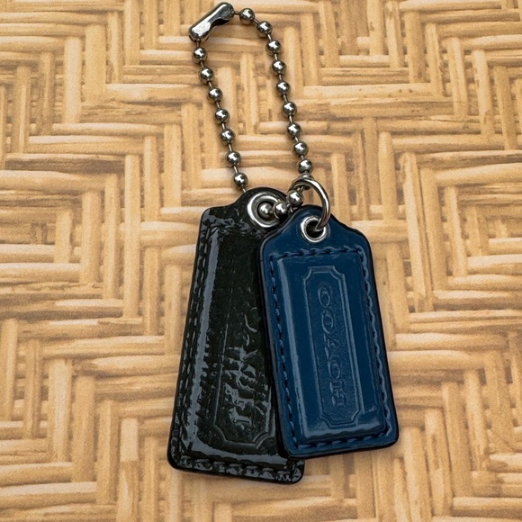 Coach Old Style Hang Tags Blue and Olive Green Patent Leather - Picture 1 of 7